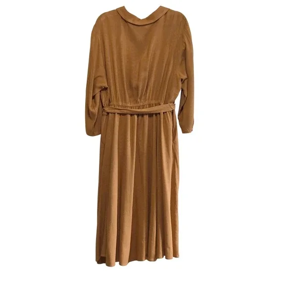 Torrid Women's Mustard, Button Front Midi Shirt Dress Tie Waist Pockets Size 2 - Picture 9 of 9